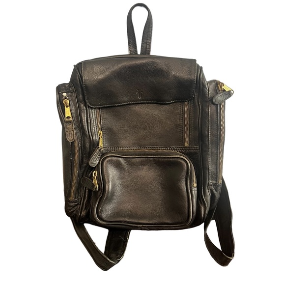 Frye Bags Vintage Frye Black Leather Backpack Poshmark